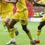 CELEBRATION TIME: Andrew Surman and Bradley Wright-Phillips congratulate goalscorer Jhon Viafara. 