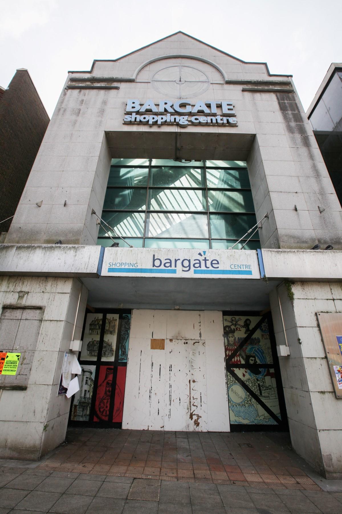 Outside the derelict Bargate shopping centre