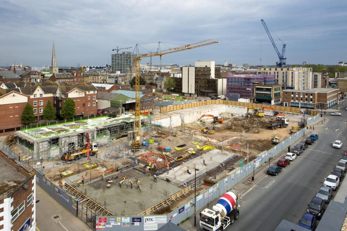 Work ongoing at the Fruit and Vegetable Market site in Southampton. Credit: SWN Photography