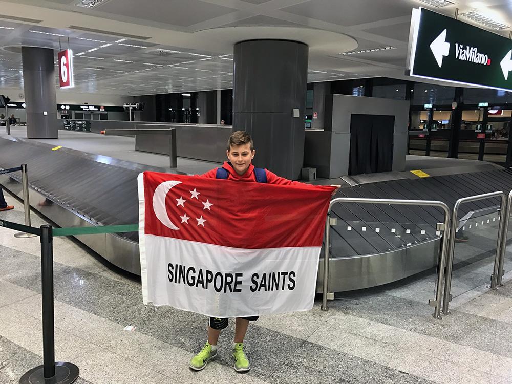 This member of the Singapore Saints had a 19-hour journey to Milan