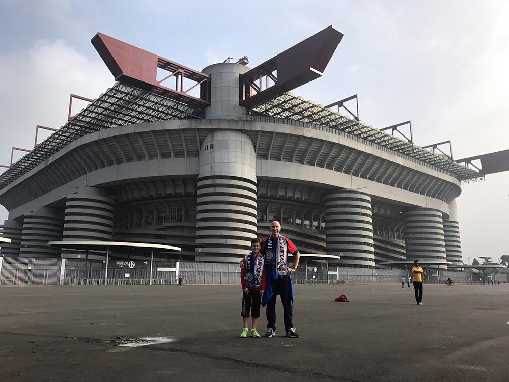 Simon Clearly sent in this picture of him outside the stunning San Siro