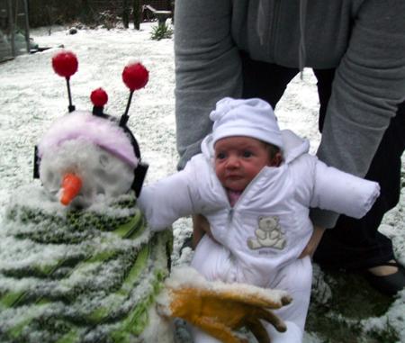 Snow covers Hampshire - Snowman from Ellen Mooney