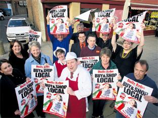 BACKING: Local traders gather in Bitterne Precinct, Southampton, show their support for the Echo “Buy Local, Shop Local” campaign. Echo picture by Mat