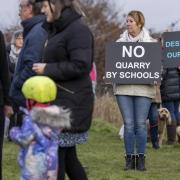 Hamble residents protest against airfield quarry plans.