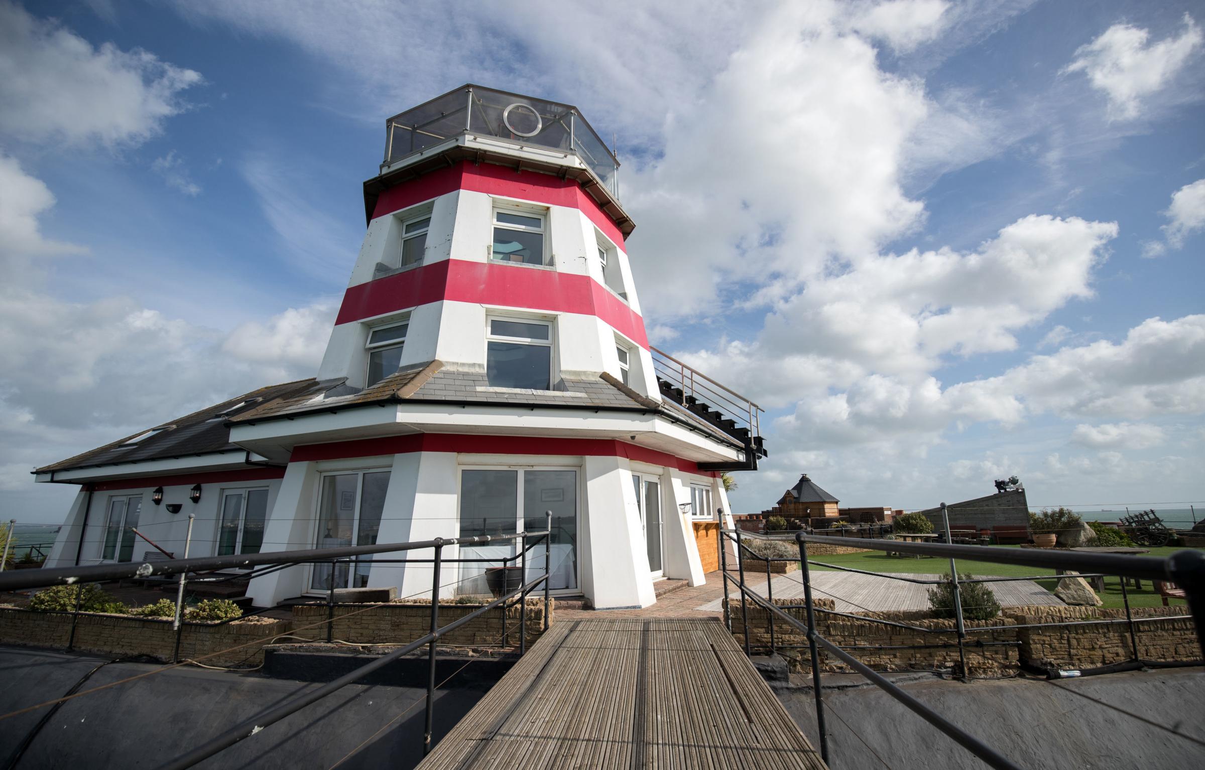 General view of the lighthouse on No Mans fort, which is part of Solent Forts and is up for sale with Colliers along with Spitbank Fort. The two forts are former Palmerston Forts built in the 19th century and today are both luxury hotels. PA Photo.