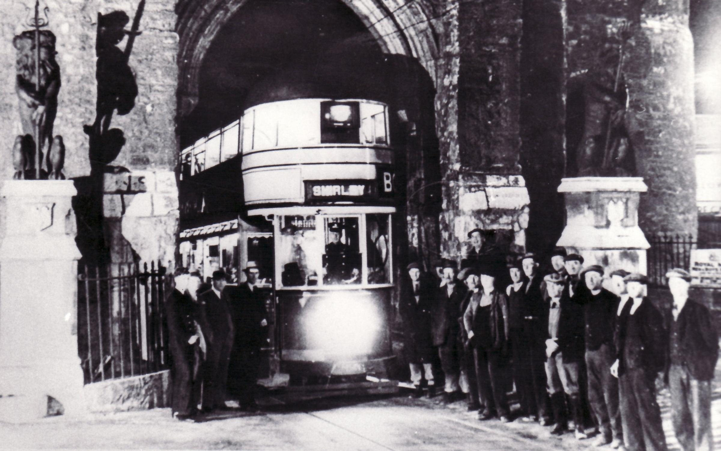 Heritage. Last tram through the Bargate 1938