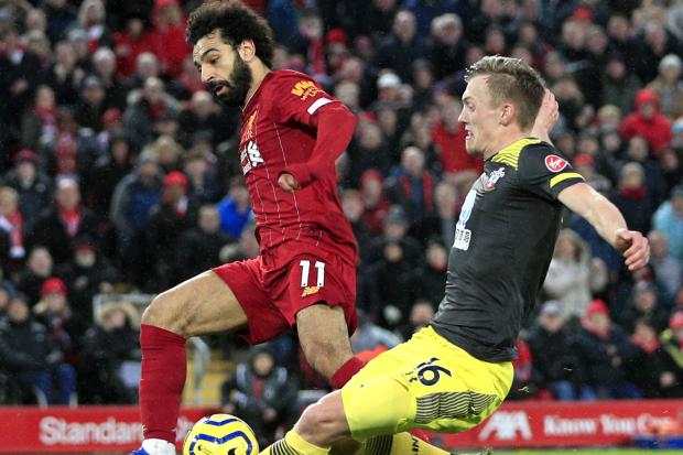 Mo Salah and James Ward-Prowse in action at Anfield last week