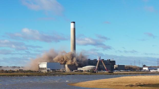 Daily Echo:  Part of Fawley power station comes crashing down in a controlled explosion. Neil Mockridge.