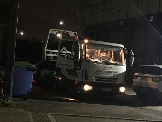 Daily Echo: A vehicle-carrying truck appeared to be involved in police operations at City Commerce Centre industrial park in Southampton, though this has not been confirmed by Hampshire Constabulary.