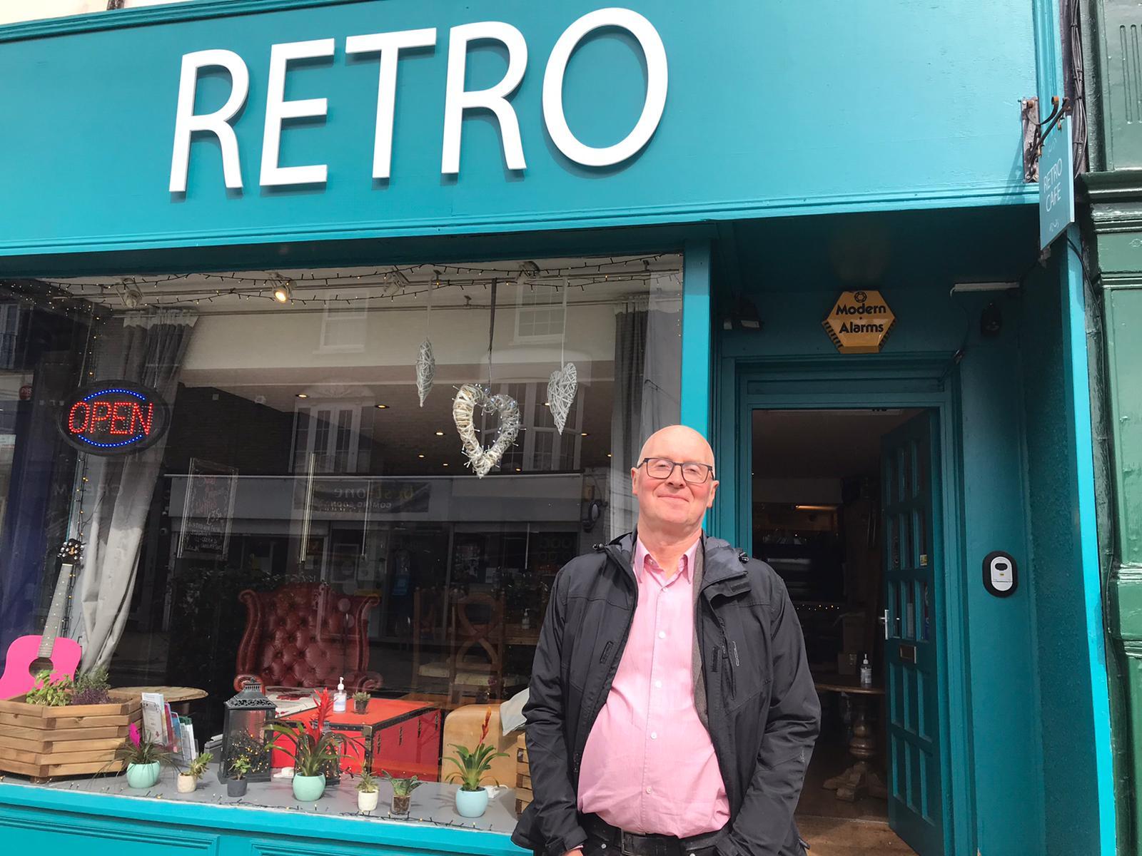 Giles Semper, Executive of GO! Southampton, outside RETRO cafe on Bedford Place