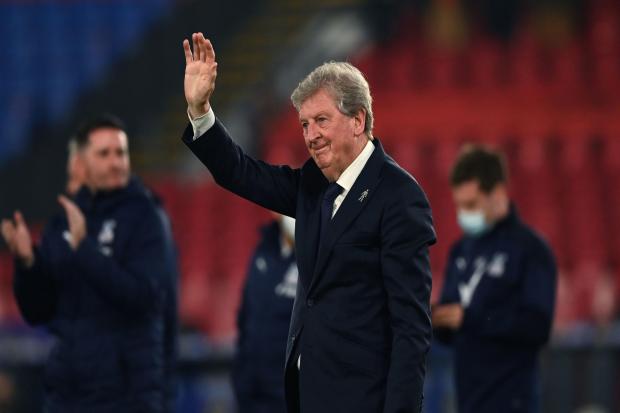 Crystal Palace manager Roy Hodgson salutes the fans following his final home match managing the club after the Premier League match at Selhurst Park, London. Picture date: Wednesday May 19, 2021. PA Photo. See PA story SOCCER Palace. Photo credit should