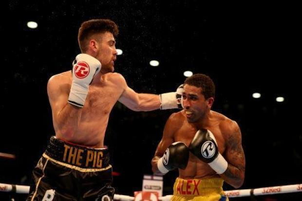 Aaron Morgan (right) and Joe Pigford during the Super-Welterweight Contest in the at The Copper Box, London.