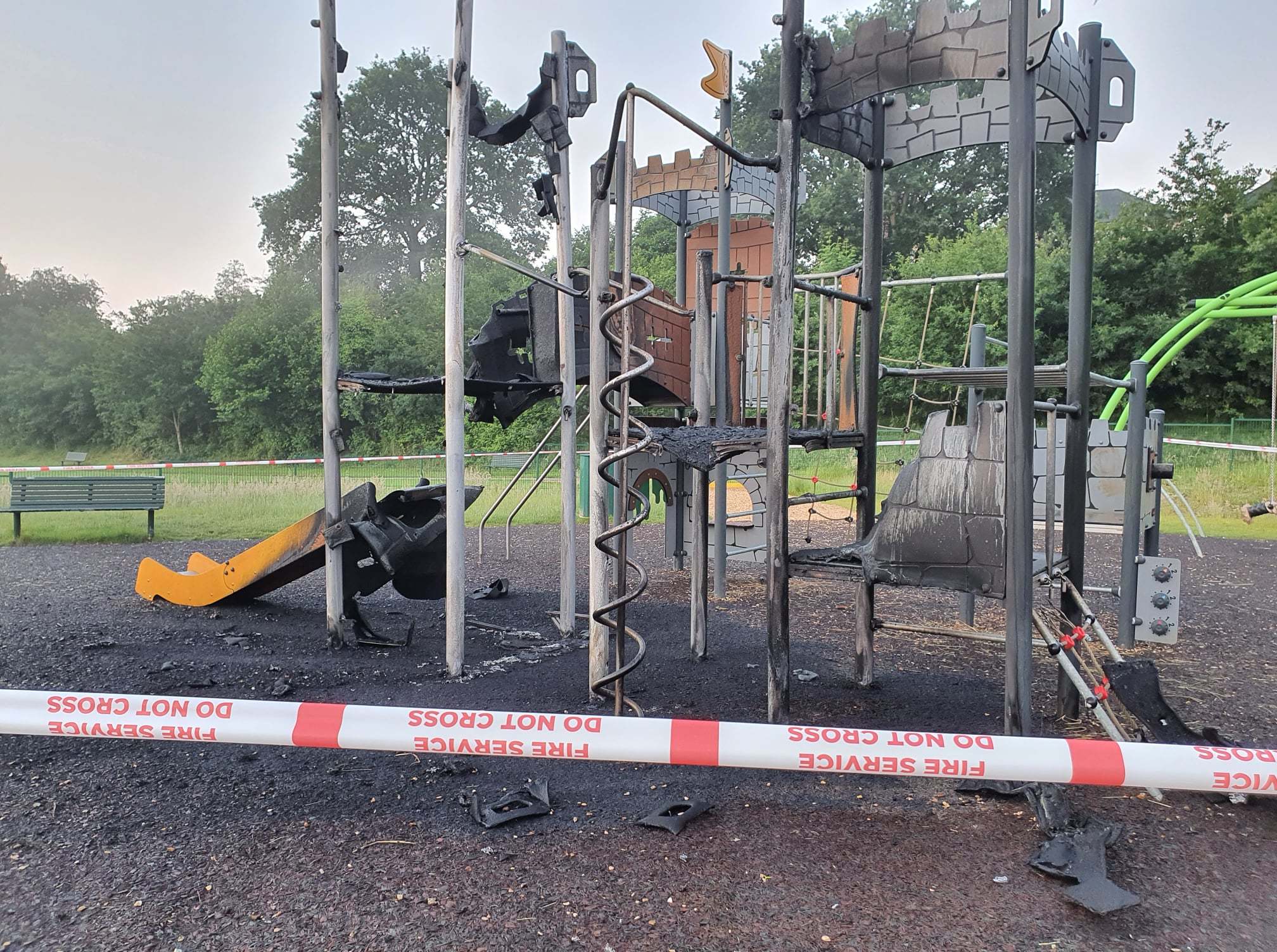 Fire destroys Daisy Dip play park in Swaythling. Photo taken by Councillor Lorna Fielker.