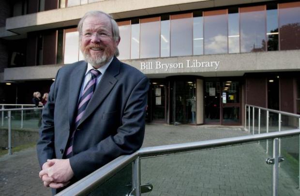 Daily Echo: Bill Bryson outside the Durham University library that bears his name
