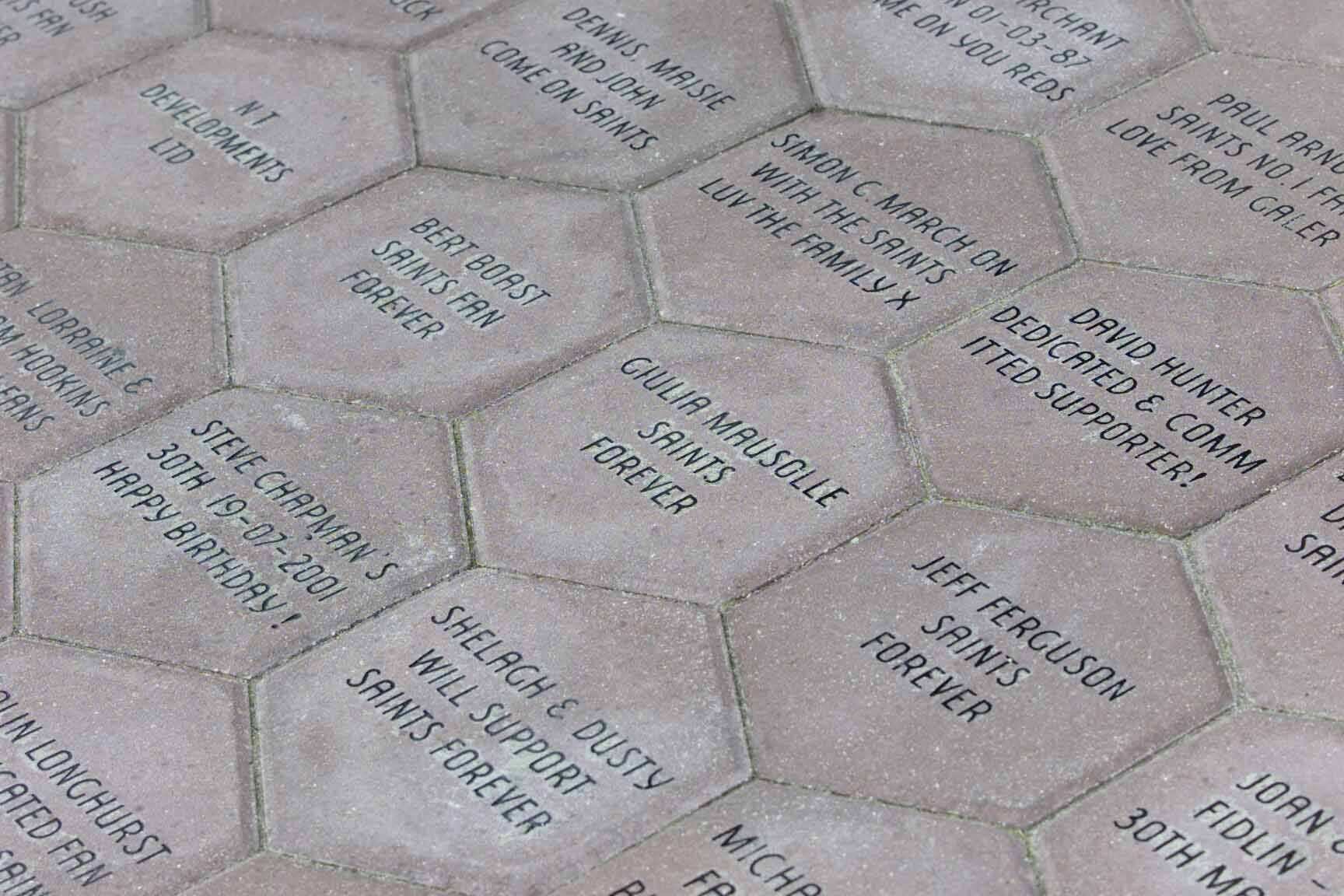 TOUR OF THE ST MARYS STADIUM NEW GROUND OF THE SAINTS NAMED PAVING STONES