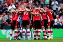 Saints players in a huddle at St Mary's