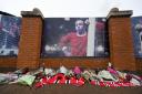Tributes and flowers in remembrance of Nobby Stiles outside Old Trafford, Manchester. PA Photo. Picture date: Sunday November 1, 2020. See PA story SOCCER Man Utd. Photo credit should read: Paul Ellis/PA Wire. RESTRICTIONS: EDITORIAL USE ONLY No use with
