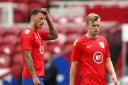England's Ben White and James Ward-Prowse warming up before the international friendly match at Riverside Stadium, Middlesbrough. Picture date: Sunday June 6, 2021. PA Photo. See PA story SOCCER England. Photo credit should read: Lee Smith/PA