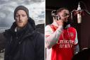 (Left) Ben Stokes and (right) Daniel Kaluuya as All or Nothing: Arsenal voiceover (Prime Video/Canva)
