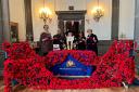 Lord Mayor of Southampton, Councillor Jacqui Rayment, with the knitted poppies