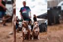 Andy Smith with two of his dogs Kano and Koda.