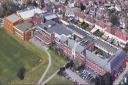 An aerial view of Itchen College, including a CGI of the proposed development