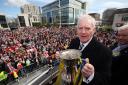 Lawrie McMenemy lifts the FA Cup at the 40th anniversary event in Southampton