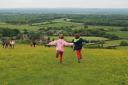 Children jumping for joy in the South Downs National Park