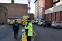 Police at the scene of the incidet in Buckingham Street, Portsmouth