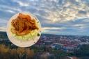 Inset: the beaver stew at Lokys, in front of the Vilnius skyline