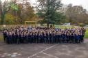 Staff and pupils at Foxhills Infant School