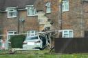 A Mercedes caused severe damage to a house in Nursling after the crash