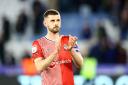 Saints captain Jack Stephens acknowledges the fans at full-time at King Power Stadium