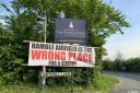 Banner at Satchell Lane in Hamble objecting to the plans. LDRs