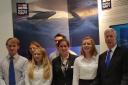 Secretary of State, Michael Fallon, and Ali Roy from Saab Seaeye (centre) along with some of the young scientists and engineers from FutureNest.