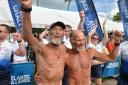 Handout photo issued by Talisker Whisky Atlantic Challenge of army veterans, Neil Young and Peter Ketley, rowing as Grandads of the Atlantic , in English Harbour, Antigua, as they complete the 3,000-mile trans-Atlantic rowing race, 2018/19 Talisker