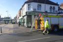 The scene of the chip shop fire in Shirley