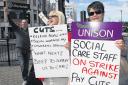 Social care staff join Unison members on the picket line in Southampton yesterday