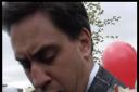 Labour leader Ed Miliband after being egged