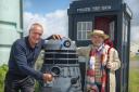 Chris Balcombe, left, with Bargain Hunt host Eric Knowles (right) in his replica 1970's Dalek. Picture: Chris Balcombe