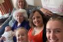 Five female generations of the same family gather together