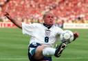 Paul Gascoigne  in action for England at Euro 96'.