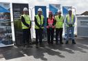 St mark's topping out ceremony (left to right: Clifford Kinch, Councillor James Baillie, Stephanie Bryant, Robert Sanders, Councillor Daniel Fitzhenry).