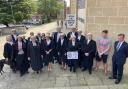 Barristers gathered outside Winchester Crown Court