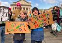 Children take part in a teachers strike in Southampton