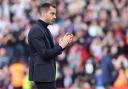Ruben Selles applauds the Saints fans after defeat to Crystal Palace.