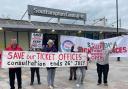 Campaigners gathered outside Southampton Central on Monday to oppose plans to close most ticket offices across the country