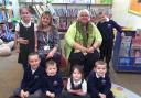 Deb Summers, Head of Infant School, and Amanda Mullett, Executive Headteacher, with some of their pupils