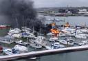 A boat caught fire at American Wharf on the River Itchen