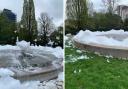 Pranksters have filled the Peace Fountain in East Park, Southampton with bubbles